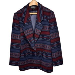 BRAETAN Sz L Vintage Wool Blend Aztec Southwestern Button Casual Blazer Lined